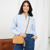 Elie Beaumont Crossbody Tassel Suede In Caramel