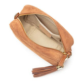 Elie Beaumont Crossbody Tassel Suede In Tan