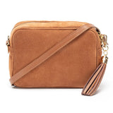Elie Beaumont Crossbody Tassel Suede In Tan