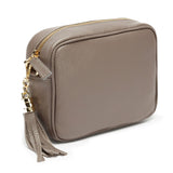 Elie Beaumont Grey Camera Bag With Leopard Strap