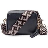 Elie Beaumont Navy Camera Bag With Blue Diamond Strap