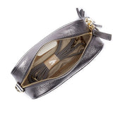 Elie Beaumont Pewter Camera Bag with Silver Chevron Strap