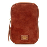Elie Beaumont Phone Bag In Tan Suede