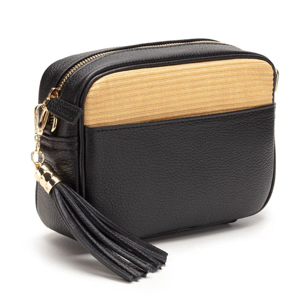Elie Beaumont Raffia Crossbody In Black
