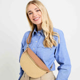 Elie Beaumont Raffia Sling Bag In Camel
