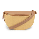 Elie Beaumont Raffia Sling Bag In Camel