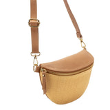 Elie Beaumont Raffia Sling Bag In Camel