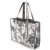 Elie Beaumont Serendipity Cotton Quilted Tote In Black White