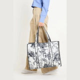 Elie Beaumont Serendipity Cotton Quilted Tote In Black White