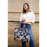 Elie Beaumont Serendipity Cotton Quilted Tote In Midnight Blossom