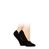 ELLE 2 Pairs Bamboo Seamless Shoe Liners With Silicone Heel Grips In Black