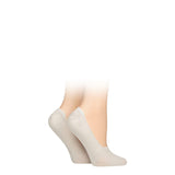 ELLE 2 Pairs Bamboo Seamless Shoe Liners With Silicone Heel Grips In Natural