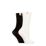 ELLE 2 Pairs Chenille Leisure Socks In Charcoal / Cream