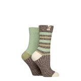 ELLE  2 Pairs Elle Soft Ribbed Boot Socks In Forager