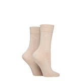 ELLE 2 Pairs Plain Bamboo Fibre Socks In Natural