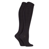 ELLE 2 Pair Plain Bamboo Knee Highs In Cocoa