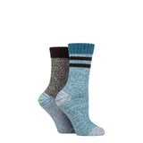 ELLE 2 Pairs Soft Ribbed Boot Socks In Blue Coral