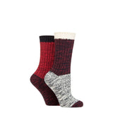 ELLE 2 Pairs Chunky Ribbed Boot Socks In Merlot