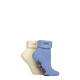ELLE 2 Pairs Thermal Bed & Slipper Socks In Powder Blue
