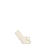 ELLE Cable Knit Moccasin Slipper Socks In Cream (S/M)