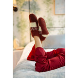 ELLE Sherpa Lined Slipper Socks In Cinnamon