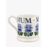 Emma Bridgewater Blue Pansies Mum Half Pint Earthenware Mug 300ML