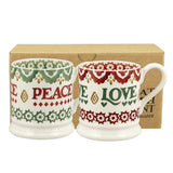 Emma Bridgewater Christmas Joy Set Of 2 1/2 Pint Mugs Boxed