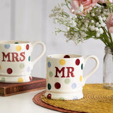 Emma Bridgewater Polka Dot 'Mr & Mrs' Set Of 2 1/2 Pint Mugs Boxed