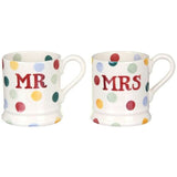 Emma Bridgewater Polka Dot 'Mr & Mrs' Set Of 2 1/2 Pint Mugs Boxed