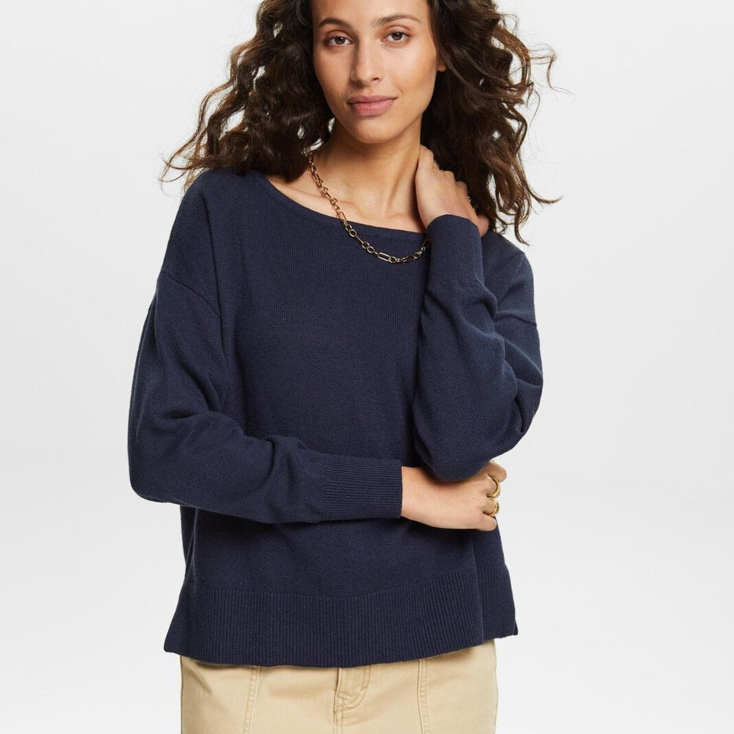 Esprit Cotton-Linen Sweater in Navy