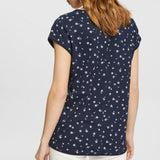 Esprit Floral T-Shirt With Rolled Edges Navy