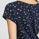 Esprit Floral T-Shirt With Rolled Edges Navy