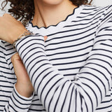 Esprit Long Sleeve Top With a Scalloped Neck