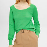 Esprit Pointelle cotton jumper Green