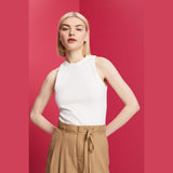Esprit Rib knit tank top In Off White