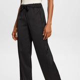 Esprit Satin wide leg trousers In Black