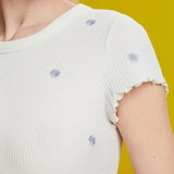 Esprit T-Shirt in White with Little Embroidery
