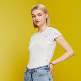 Esprit T-Shirt in White with Little Embroidery