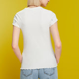 Esprit T-Shirt in White with Little Embroidery