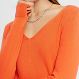 Esprit V-Neck Knit Sweater New Orange
