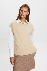 Esprit Wool Blend sweater Short Sleeves in Beige
