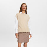 Esprit Wool Blend sweater Short Sleeves in Beige