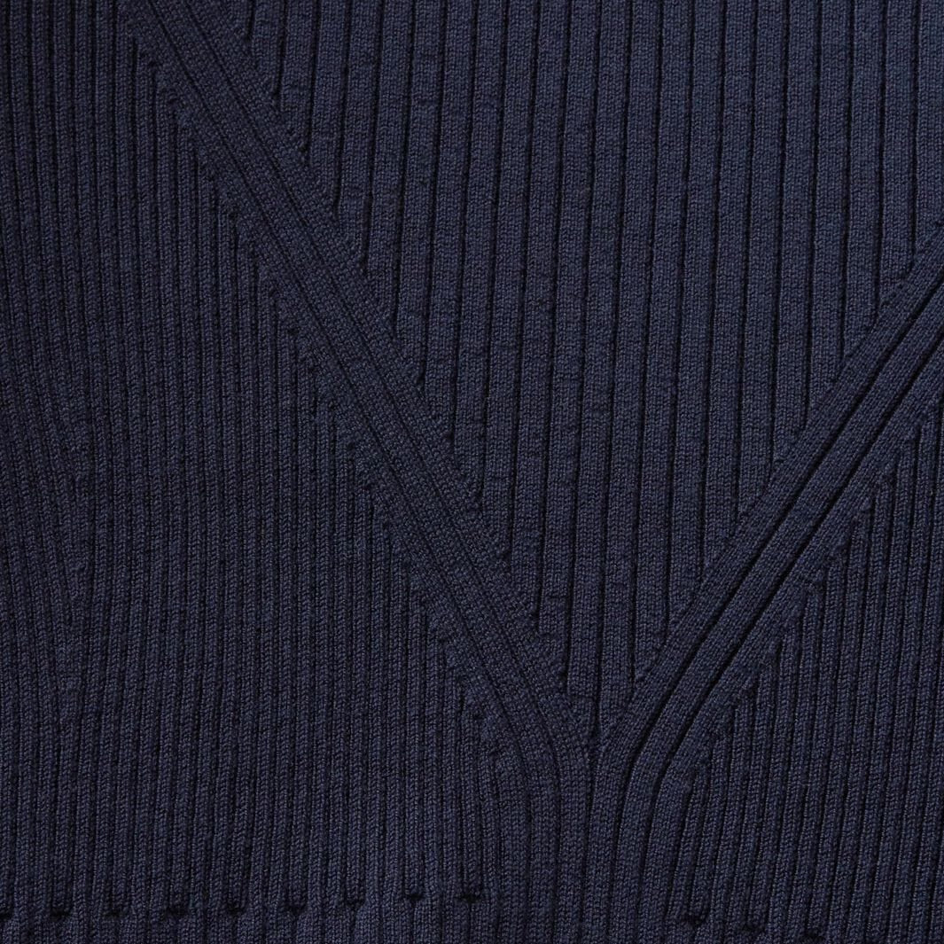 Esprit Ribbed Short-Sleeve Sweater in Navy