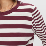 Esprit Striped Long-Sleeve Top in Aubergine