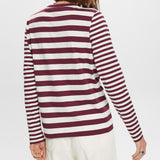 Esprit Striped Long-Sleeve Top in Aubergine
