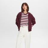 Esprit Striped Long-Sleeve Top in Aubergine