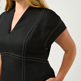 Estelle Arden Contrast Stitch Dress in Black