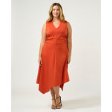 Estelle Carmen Ruched Dress in Tangerine