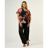 Estelle Elena Floral Top in Navy/Peony