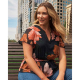 Estelle Elena Floral Top in Navy/Peony